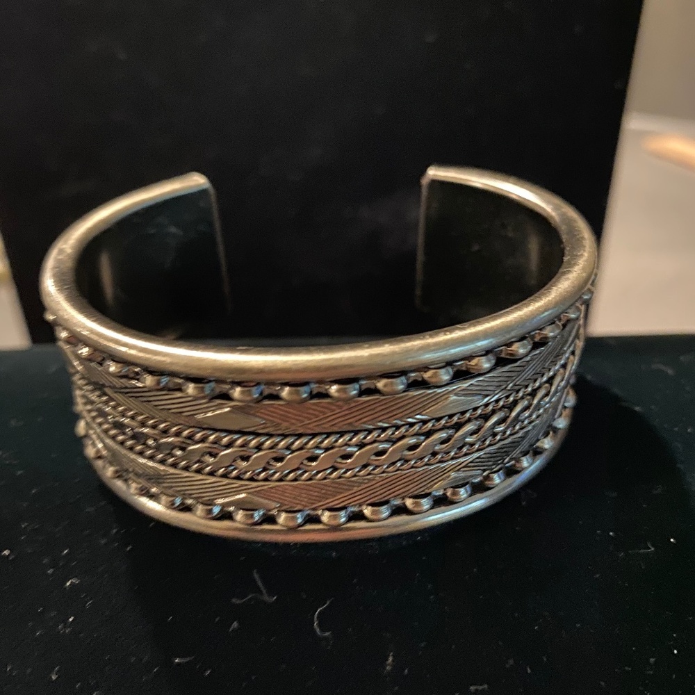 Chicos antique gold/black plated cuff bracelet